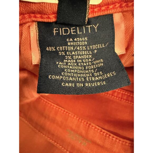 Fidelity Jeans Women's 27 Coral Malibu High Wide Leg Crop Denim Made USA Stretch - Picture 7 of 9